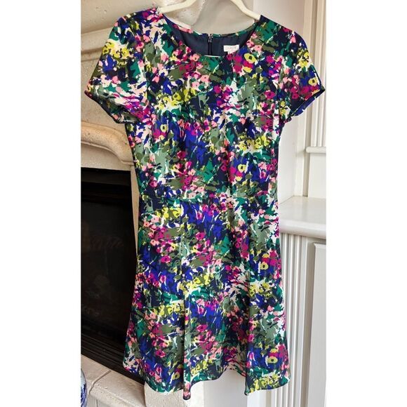 J Crew Women’s Printed Flutter Dress Floral Multicolor One Piece Dress Sz 2 - Picture 2 of 9